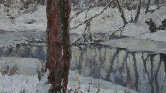 The Winter River - winter landscape painting