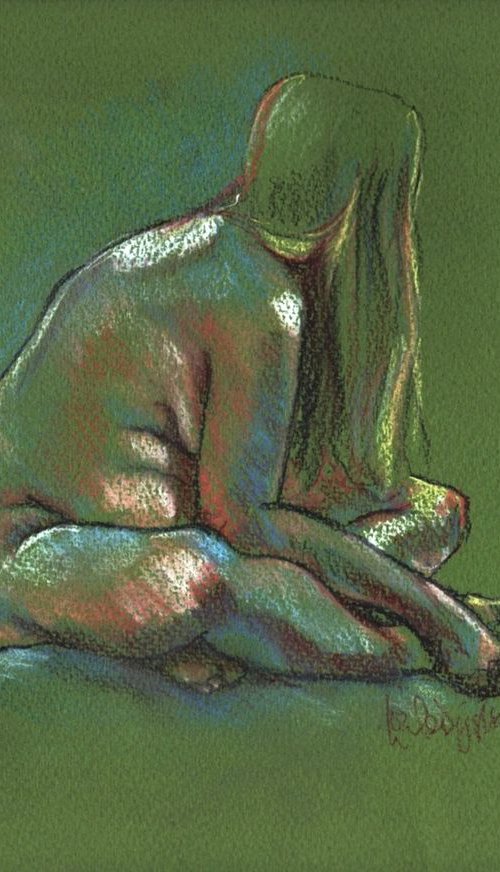 Hannah - seated nude by Louise Diggle