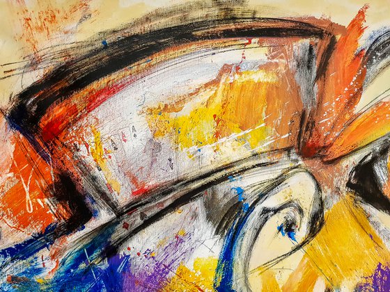 -Magician N-1- Abstract Original Painting on Unstretched Canvas.