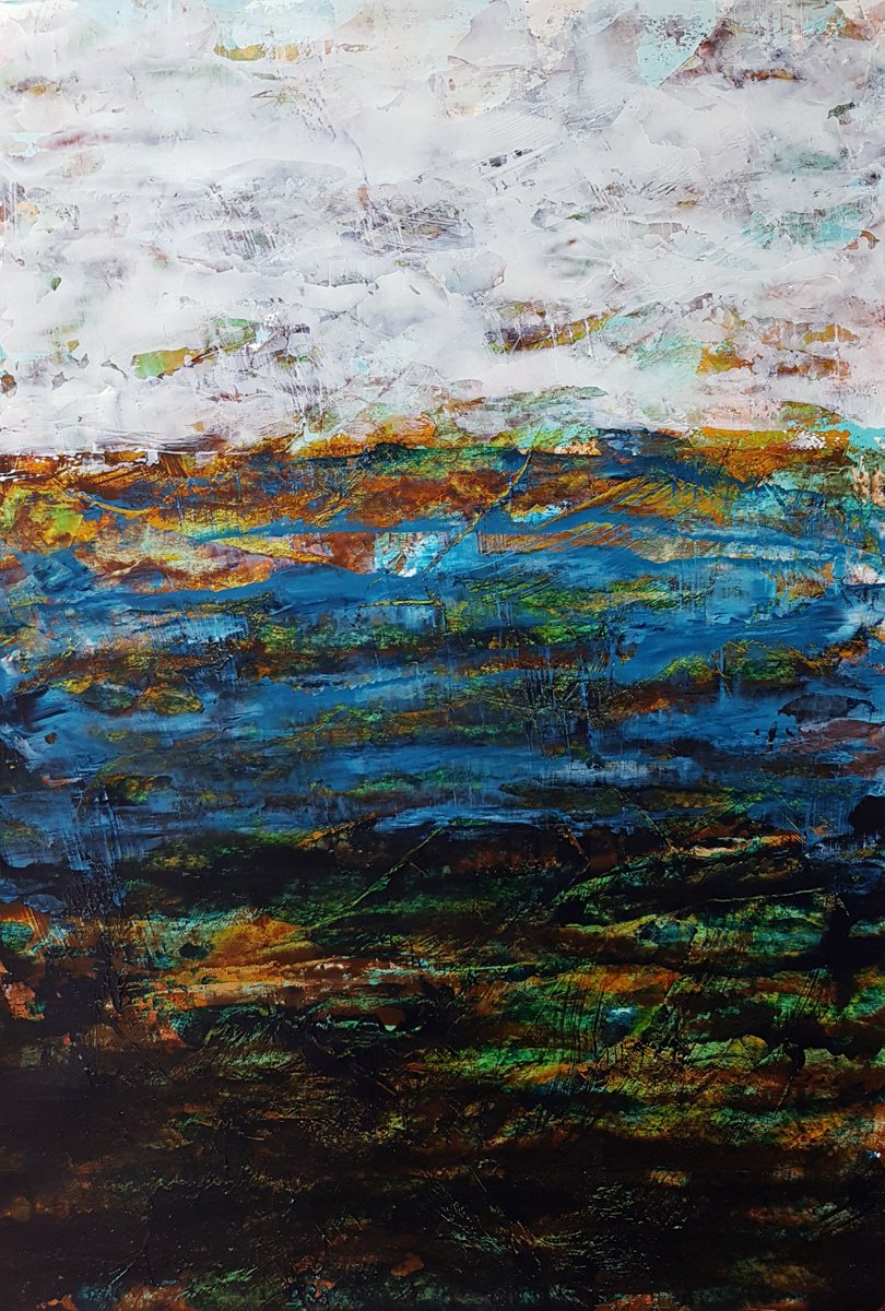 Meditative Depth - abstract landscape - Minimalistic acrylic on paper ...