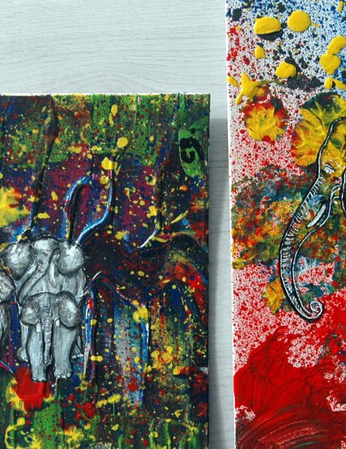 Elephants on confetti by CB.