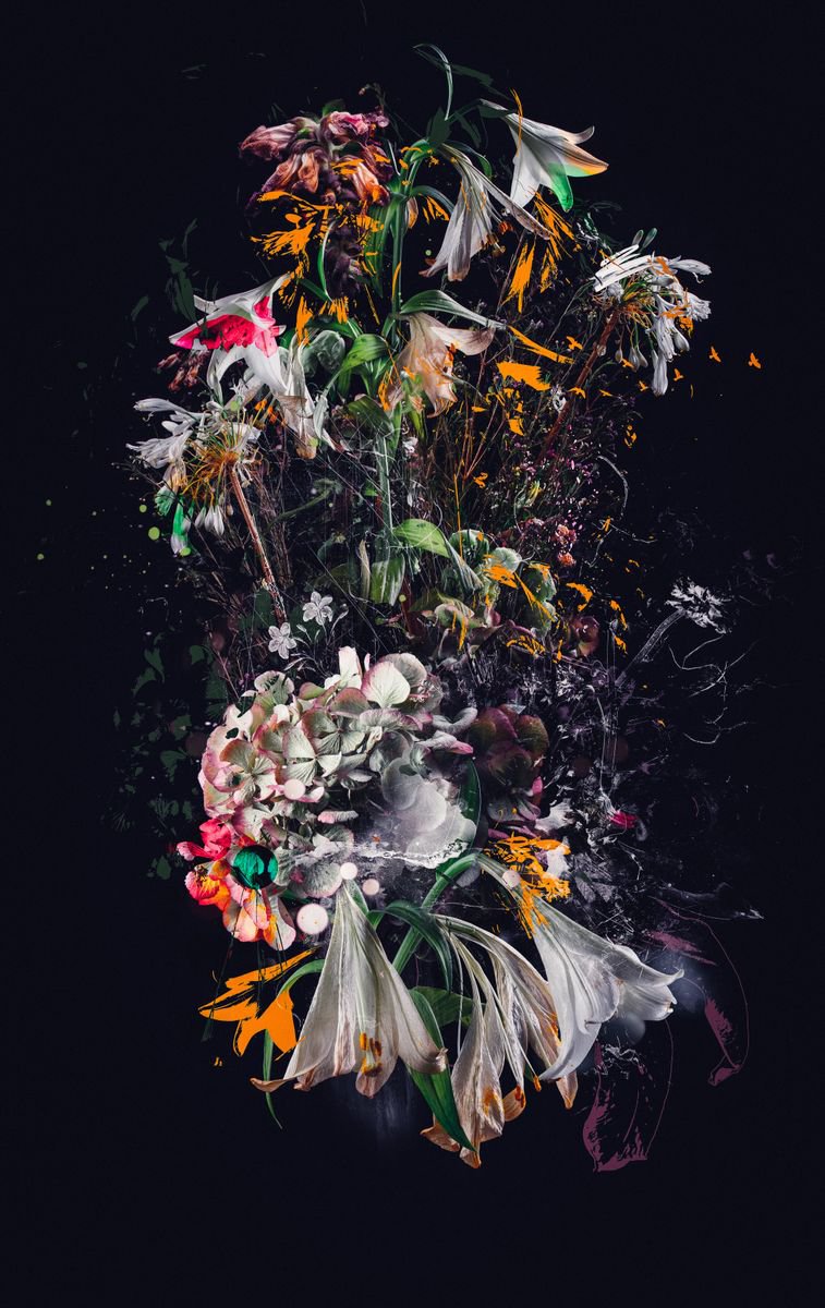 Botanical Painting By Teis Albers, 31 X 47", Bouquet Xv, Original Artwork