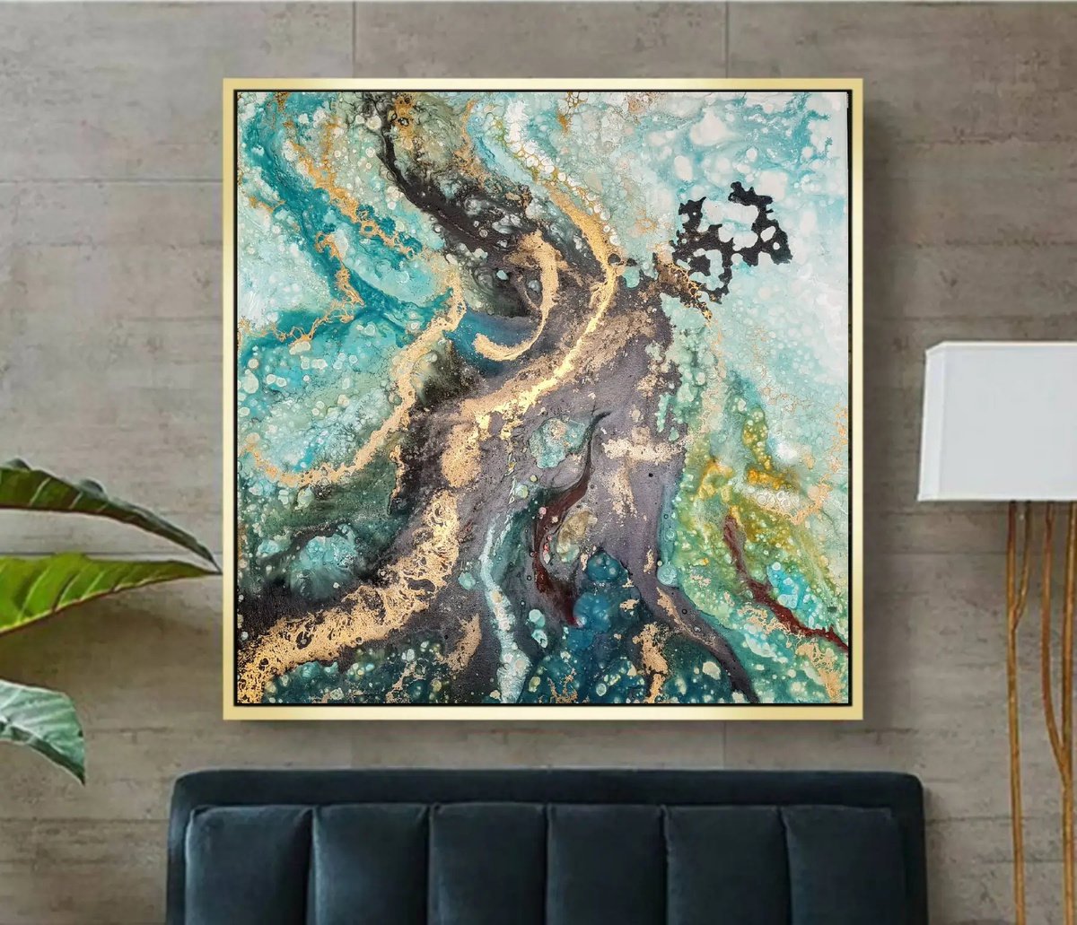 Emerald water (91x91cm) by Eleni Denart