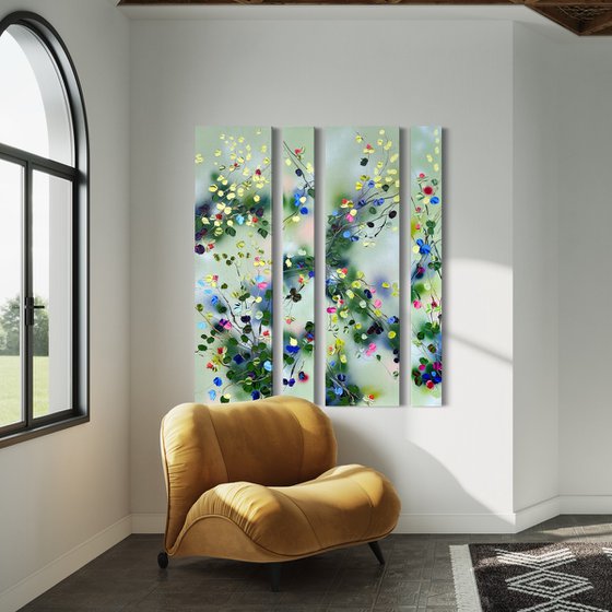 "Garden of Harmony" floral painting canvas