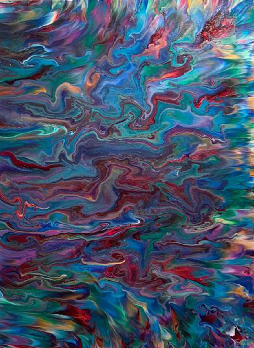 Organic Abstract Acrylic Painting By Alexandra Romano, 18 X 24, Psychedelic River, Original Artwork