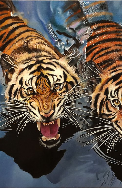 Swimming Tigers by Valeri Tsvetkov