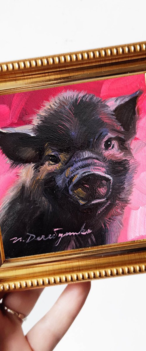 Black pig portrait by Nataly Derevyanko