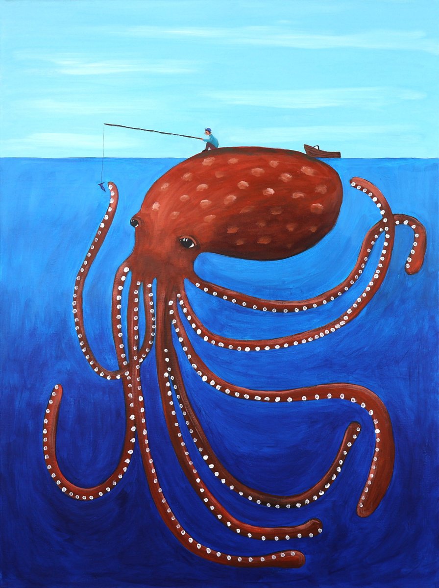 Surrealistic Acrylic Painting , Oops By Mariann Johansen-Ellis, 24 X 30, Artwork For Sale On Artfinder