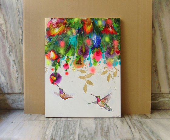 "Flowers and Hummingbirds"