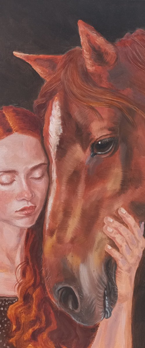 Horse lover. Portrait painter. Digital art. 60x80cm/23.6x31.5in by Tatiana Myreeva
