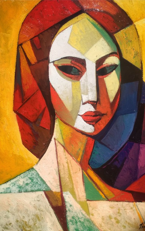Summer (40x50cm, cubism, oil painting, ready to hang)