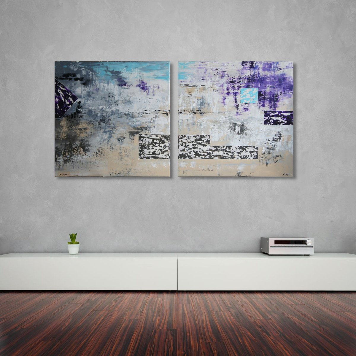 Haze (165 x 80 cm) XXL (66 x 32 inches) Diptych by Ansgar Dressler