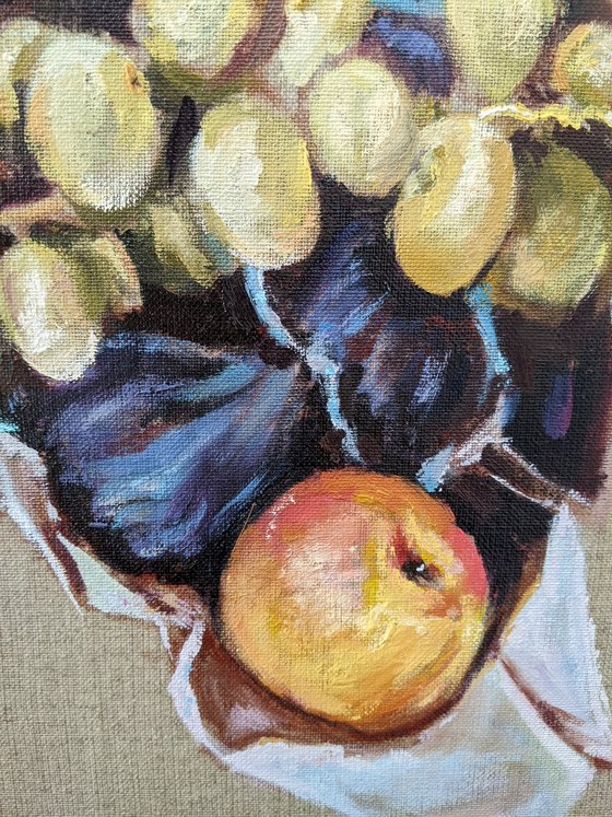 Figs, dates & a peach | Ukrainian artist | Original Oil Painting