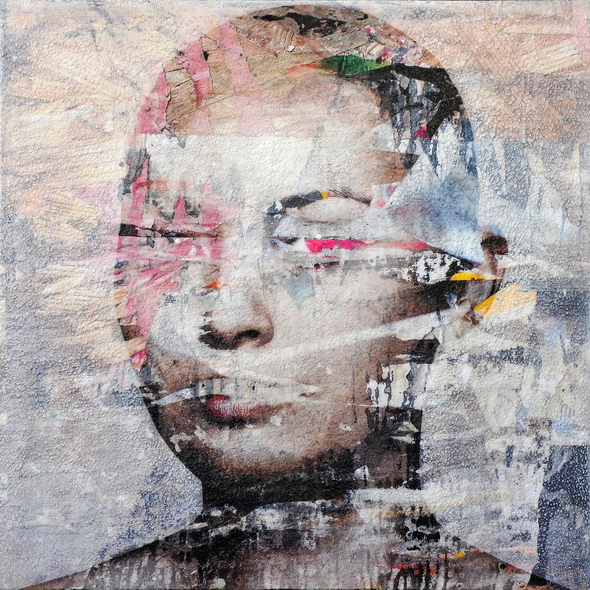 Portrait Painting By Karin Vermeer, 31 X 31", Garnet, Original Artwork