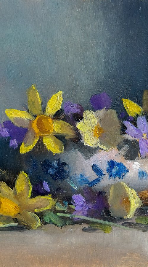 Daffodils, Violets and Primroses by Pascal Giroud