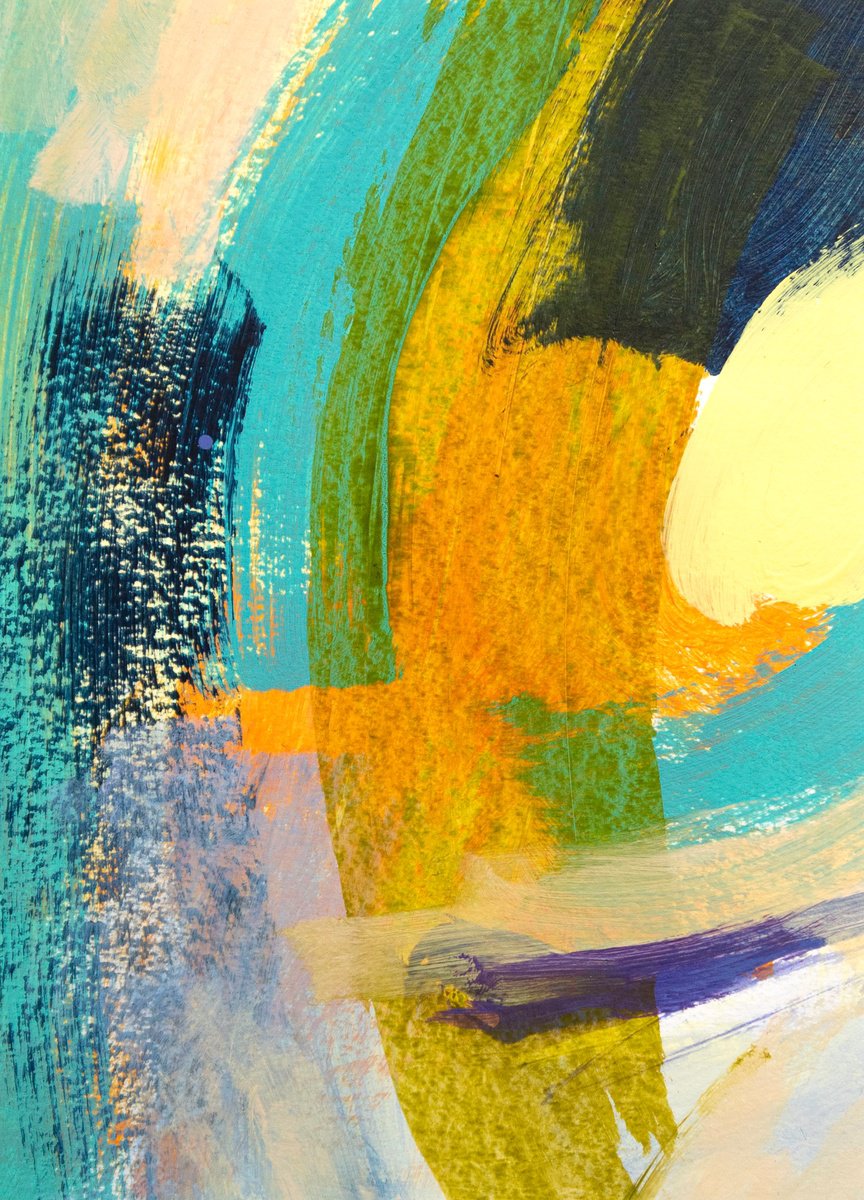 Expressive Abstract Acrylic Painting By Suzie Cumming, 11 X 14", Blue Harmony, Original Artwork