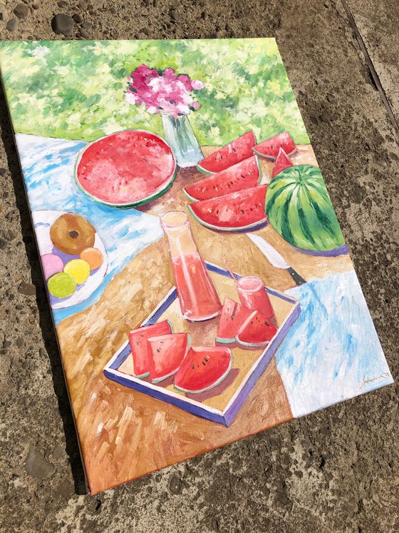 Still life with watermelon