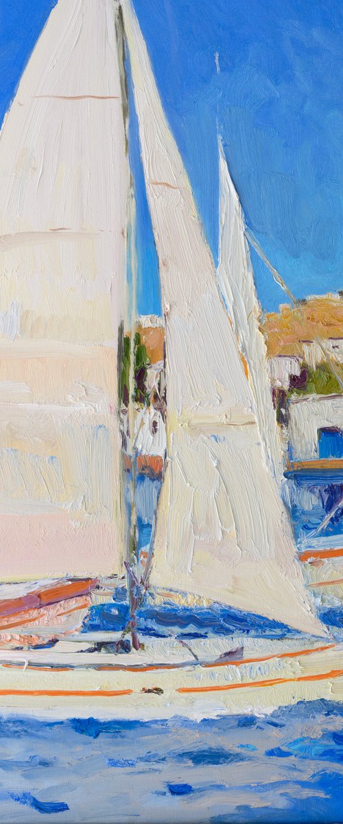 White Sails in the Greek Islands by Suren Nersisyan