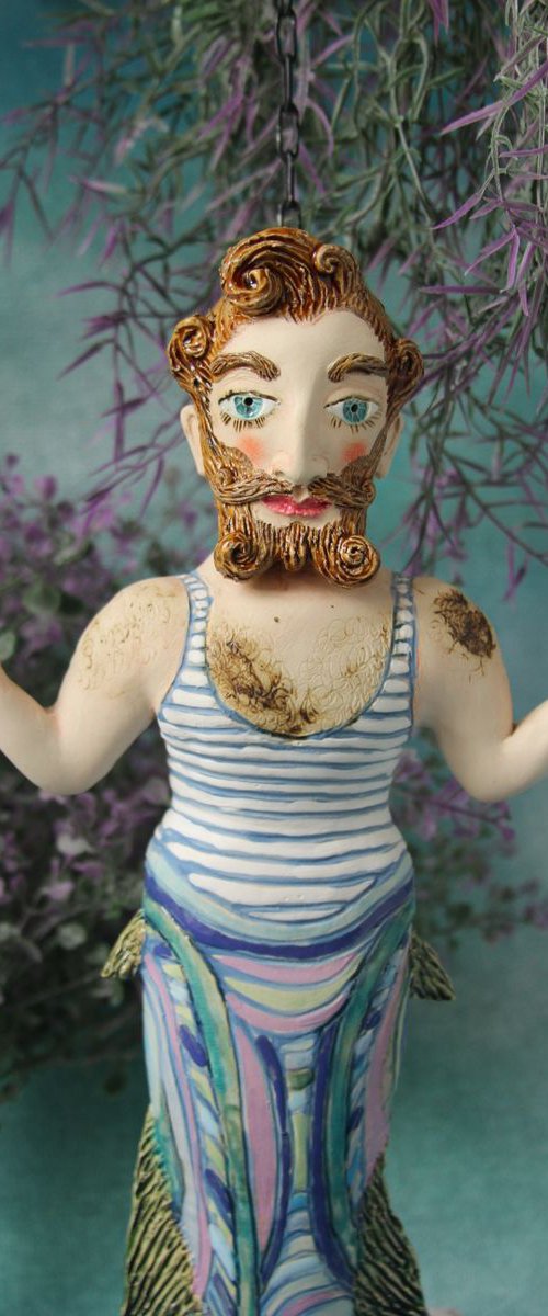 Hipster Merman,  Wall sculpture by Elya Yalonetski. by Elya Yalonetski