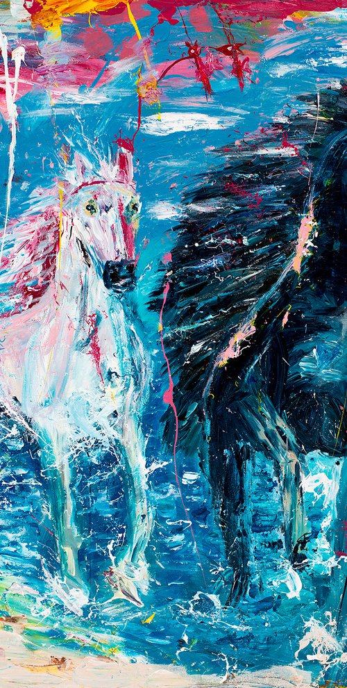 Horse painting: BLACK BEAUTY 120 x 100 cm. | 47.24"x 39.37" - equine art  by Oswin Gesselli by Oswin Gesselli