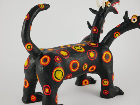 Black Cerberus with Colored Circles