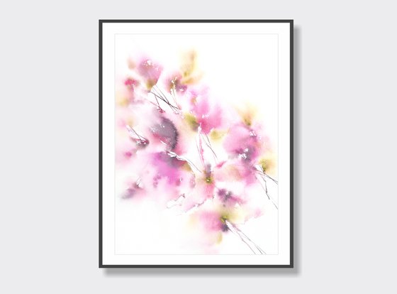 Pink flowers, gentle floral bouquet
