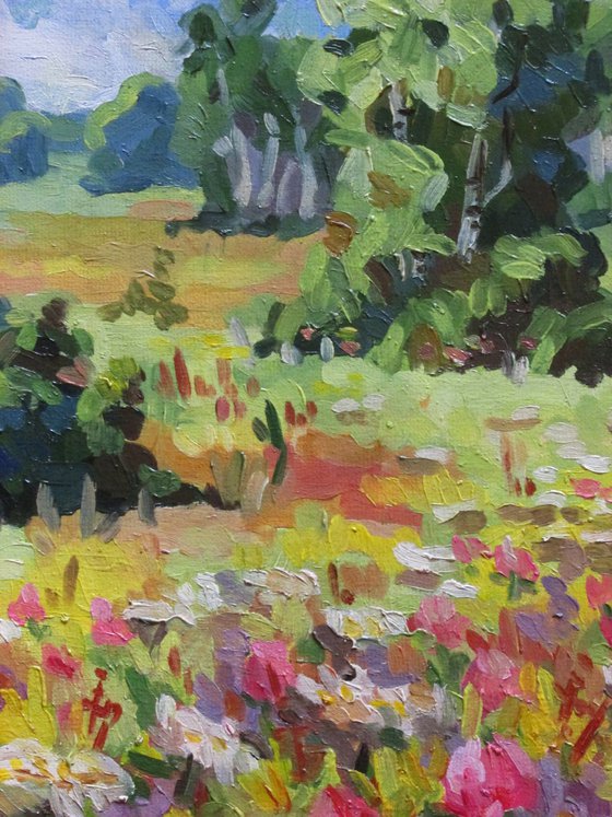 Summer day landscape painting