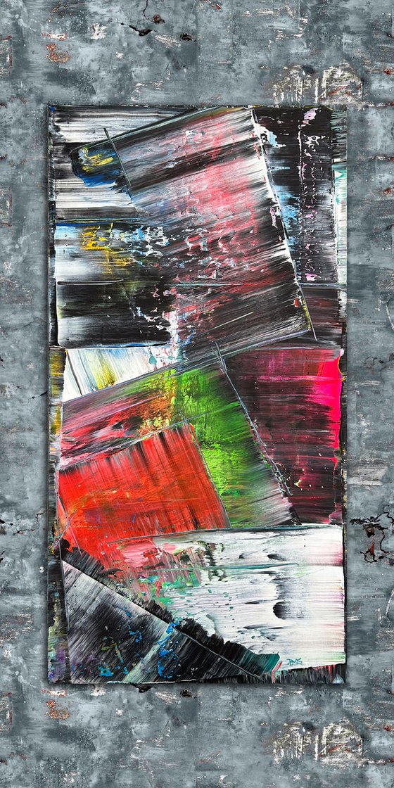 "Know When To Fold 'Em" - Original Large PMS Abstract Acrylic Painting On Canvas - 24" x 48"