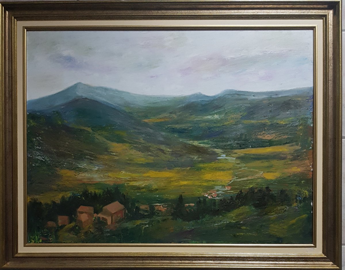 Impressionistic Landscape Oil Painting By Els Driesen, 4 X 4, Drome Provencale, Original Artwork