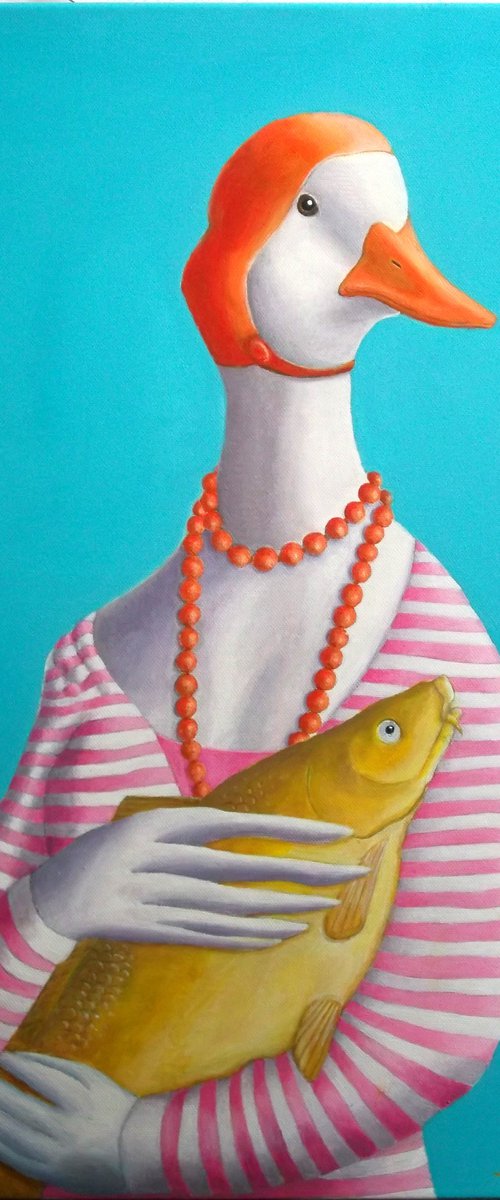 The duck with the fish by Reinhard Schlüter