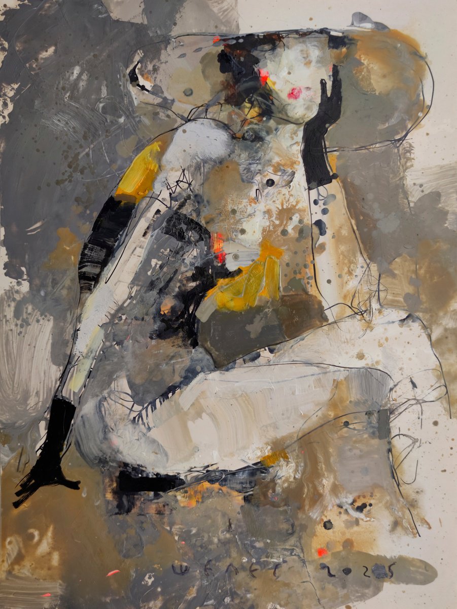 Expressive Portrait Oil Painting By Victor Sheleg, 12 X 16", Hello, Darling!, Original Artwork