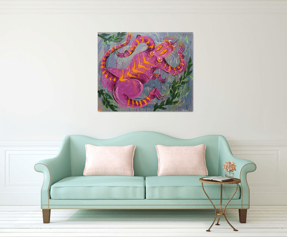 Pink Panther. Wild Tiger Cat. Canvas XXL