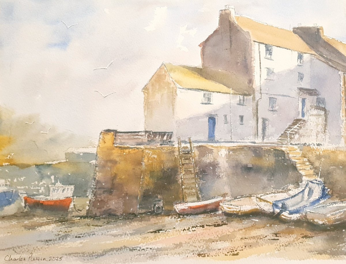Impressionistic Watercolour , Polperro Harbour By Charles Pierson, 15 X 11, Artwork For Sale On Artfinder