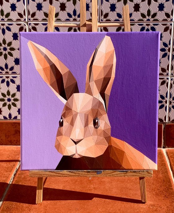 BEIGE RABBIT ON LILAC