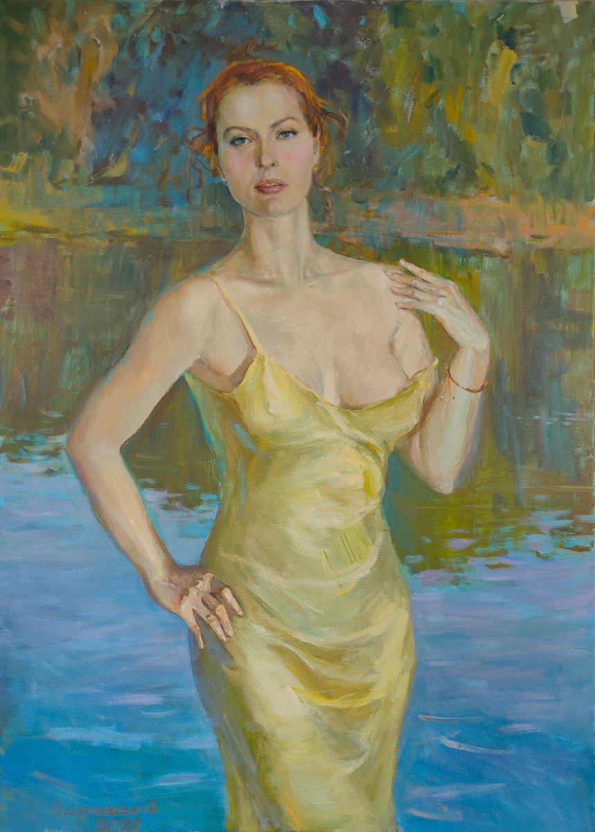 Impressionistic Portrait Oil Painting By Viktor Mishurovskiy, 28 X 39", Lisa, Original Artwork