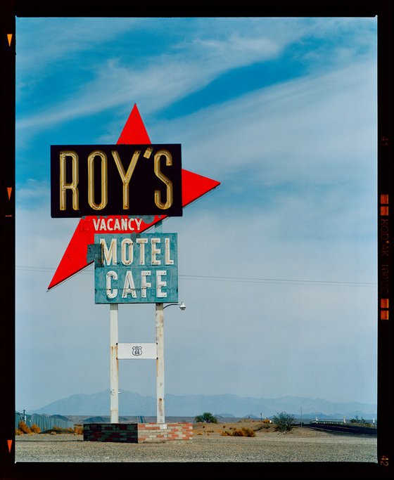 Roy's Motel Sign, Amboy, California, 2002 (Film Rebate)
