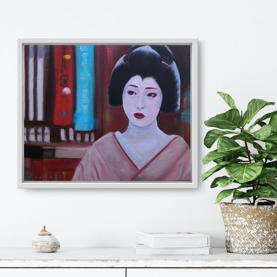 Amazement in her eyes, Portrait of Geisha in kimono number 8