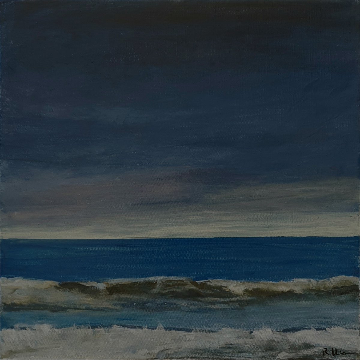 Impressionistic Landscape Oil Painting By Fuensanta Ruiz Urien, 16 X 16, Fuera Del Mar, Original Artwork