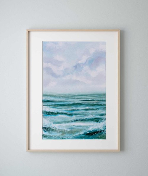 "Ocean Diary from June 13th, 2019" mixed-media painting by Eve Devore