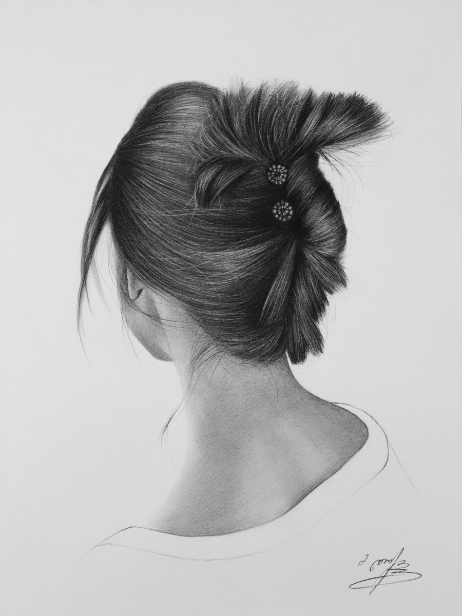 Photorealistic Portrait Charcoal Drawing By Mariam Darchiashvili, 12 X 16", Woman Portrait No.14, Original Artwork