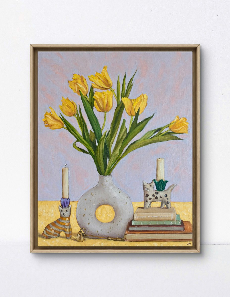 Photorealistic Botanical Oil Painting By Eva Chen, 16 X 20, Yellow Dreams, Original Artwork