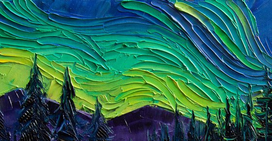 Aurora Borealis Mirage Modern Impressionist Palette Knife Oil Painting