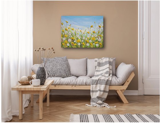 Dandelions - Spring Flower Field Painting