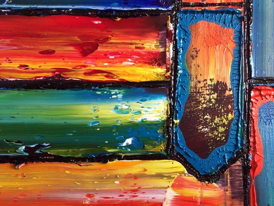 "No Direction" - Save As Series + FREE USA SHIPPING - Original PMS Abstract Diptych Oil Paintings On Recycled Wood - 80" x 28"