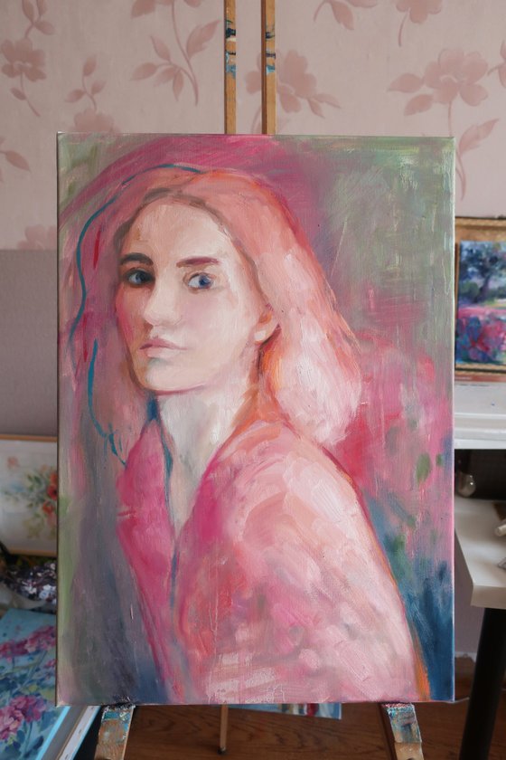Oil painting Portret Pink