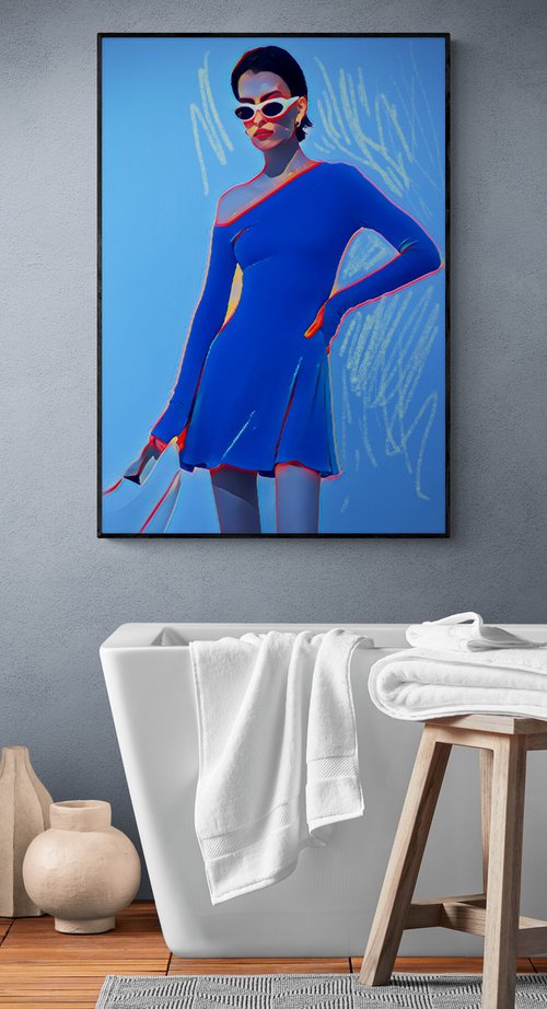 Woman in blue dress by Sasha Robinson
