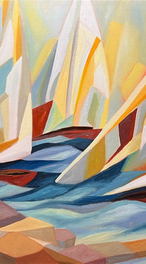 Sailboat Regatta Seascape by Dania Sierra