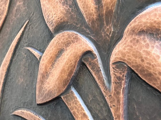 "Copper Botanica" Metal Wall Relief