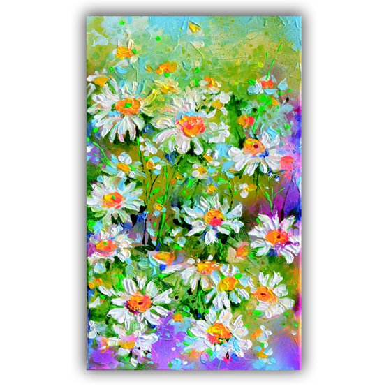 White Daisies Floral Field 3