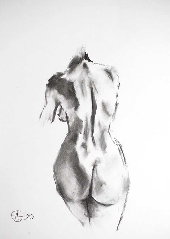 Nude in charcoal. 15. Black and white minimalistic female girl beauty body positive